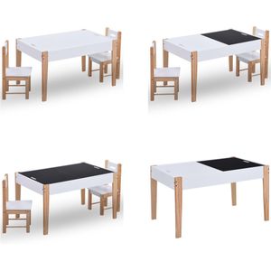 vidaXL 3-delige Kindertafel- en stoelenset zwart en wit - Kindertafel- En Stoelenset - Kindertafel- En Stoelenset - Kindertafel - Kindertafels
