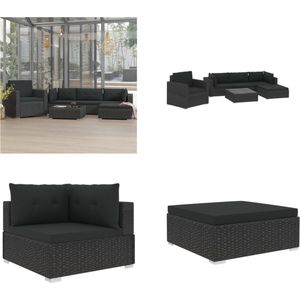 vidaXL 6-delige Loungeset met kussens poly rattan zwart - Loungeset - Loungesets - Tuin Loungeset - Tuinlounge