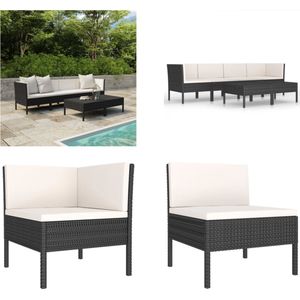 vidaXL 6-delige Loungeset met kussens poly rattan zwart - Tuinbank - Tuinbanken - Loungebank - Loungebanken