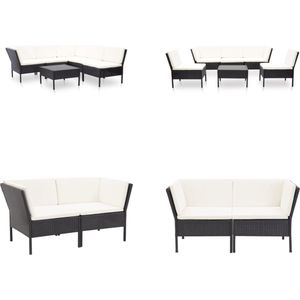 6-tlg. Garten-Lounge-Set mit Auflagen Poly Rattan Schwarz - Gartengeräte - Gartenmöbel - Loungemöbel - Rattanmöbel - Outdoormöbel - Home & Living