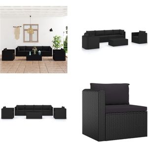 Vidaxl - 7-tlg. Garten-Lounge-Set mit Kissen Poly Rattan Schwarz - Gartenloungeset - Rattan Möbel - Outdoor Möbel - Gartensitzgruppe - Loungemöbel