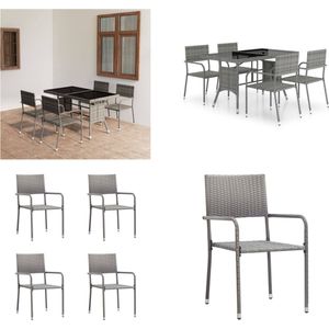 vidaXL 5-delige Tuinset poly rattan antracietkleurig en grijs - Eetset - Eetsets - Eethoek - Eethoeken
