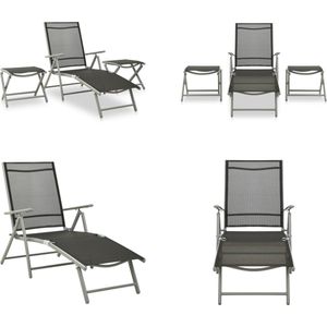 vidaXL 3-delige Loungeset textileen en aluminium zilverkleurig - Loungeset - Loungesets - Lounge Set - Lounge Sets