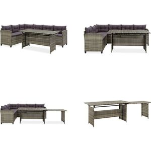 vidaXL 2-delige Loungeset met kussens poly rattan grijs - Loungeset - Loungesets - Tuinset - Gazonset