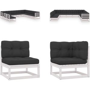 Vidaxl - 10-tlg. Garten-Lounge-Set mit Kissen Weiß Massivholz Kiefer - Garten Lounge Set - Holzmöbel - Outdoor Möbel - Gartenmöbel - Rattan