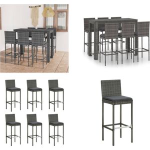 vidaXL 7-delige Tuinbarset met antracietkleurige kussens poly rattan - Tuinset - Tuinsets - Loungeset - Loungesets