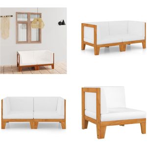 Vidaxl - 2-Sitzer-Sofa mit Cremeweißen Kissen Akazie Massivholz - Ecksofa - Gartenmöbel - Outdoor-Möbel - Holzmöbel - Akasieholzmöbel - Home & Living