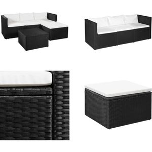 vidaXL 3-delige Loungeset poly rattan zwart en wit - Tuinbankenset - Tuinbankensets - Tuinbanken Set - Tuinbanken Sets