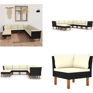 Vidaxl - 9-tlg. Garten-Lounge-Set mit Kissen Poly Rattan Schwarz - Gartensortiment - Loungemöbel - Gartenloungeset - PE-Rattan Möbel - Outdoormöbel