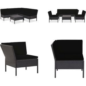 vidaXL 6-delige Loungeset met kussens poly rattan zwart - Tuinbank - Tuinbanken - Loungebank - Loungebanken