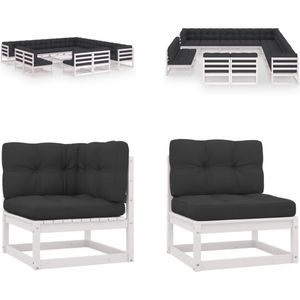 Vidaxl - 14-tlg. Garten-Lounge-Set mit Kissen Weiß Massivholz Kiefer - Garten Lounge Set - Holzmöbel - Gartenmöbel - Outdoor Möbel - Rattan