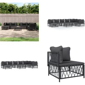 9-tlg. Garten-Lounge-Set mit Kissen Anthrazit Stahl - Gartengeräte - Gartenmöbel - Loungesessel - Outdoor Möbel - Esszimmergarnituren - Home & Living