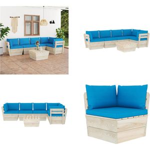 vidaXL 6-delige Loungeset met kussens pallet vurenhout - Loungeset - Loungesets - Tuinset - Tuinsets