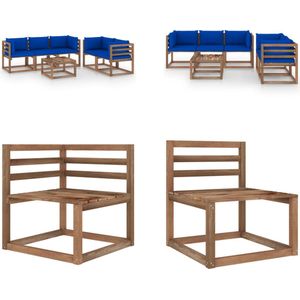 vidaXL 6-delige Loungeset met blauwe kussens - Loungeset - Loungesets - Tuinsets - Tuinsets