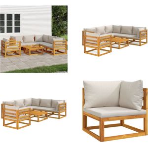 vidaXL 7-delige Loungeset met lichtgrijze kussens massief hout - Loungeset - Loungesets - Tuinset - Loungeset Tuin