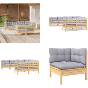 vidaXL 7-delige Loungeset met grijze kussens massief grenenhout - Loungeset - Loungesets - Lounge Set - Lounge Sets