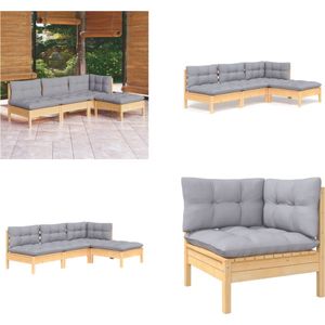 Vidaxl - 4-tlg. Garten-Lounge-Set mit Grauen Kissen Kiefernholz - Garten Lounge Set - Kiefernholz Möbel - Outdoor Möbel - Loungemöbel - Gartenmöbel