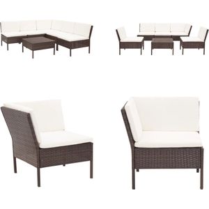 Vidaxl - 6-tlg. Garten-Lounge-Set mit Auflagen Poly Rattan Braun - Gartenmöbel - Loungemöbel - Rattanmöbel - Outdoormöbel - Balkonmöbeln - Home &