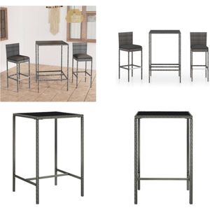 vidaXL 3-delige Tuinbarset met kussens poly rattan grijs - Tuinset - Tuinsets - Loungeset - Loungesets