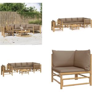 vidaXL 7-delige Loungeset met kussens bamboe taupe - Loungeset - Loungesets - Tuinset - Bamboe Loungeset