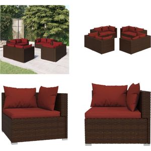 vidaXL 8-delige Loungeset met kussens poly rattan bruin - Loungeset - Loungesets - Tuinset - Rattan Loungeset