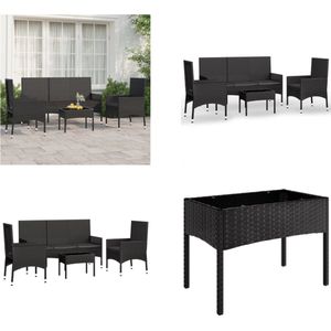 Vidaxl - 4-tlg. Garten-Lounge-Set mit Kissen Schwarz Poly Rattan - Gartenmöbel - Loungeset - Outdoor Möbel - Garten Lounge Set - Rattan Gartenmöbel