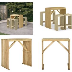 vidaXL 5-delige Tuinbarset geïmpregneerd grenenhout - Tuinbarset - Tuinbarsets - Barset - Terras Barset