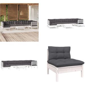 Vidaxl - 8-tlg. Garten-Lounge-Set mit Kissen Weiß Kiefernholz - Garten Lounge Set - Kiefernholz Möbel - Outdoor Möbel - Loungemöbel - Gartenmöbel