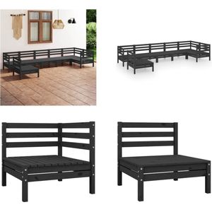 Vidaxl - 7-tlg. Garten-Lounge-Set Massivholz Kiefer Schwarz - Outdoor Lounge Set - Gartenmöbel - Rattan Möbel - Kiefernholzmöbel - Garten Sofa Set