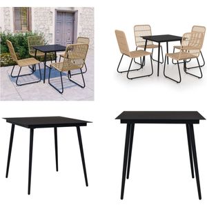 vidaXL 5-delige Tuinset poly rattan en glas - Eetset - Eetsets - Eettafel En Stoel - Eettafels En Stoelen