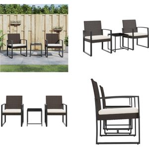vidaXL 3-delige Tuinset met kussens polypropeen rattan bruin - Tuinset - Tuinsets - Eethoek - Tuinmeubelset