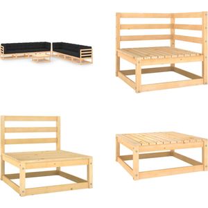 vidaXL 9-delige Loungeset met antracietkleurige kussens grenenhout - Pallet Loungeset - Pallet Loungesets - Tuinset - Tuinsets