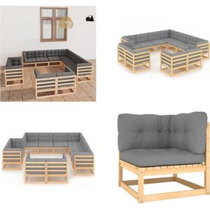 11-tlg. Garten-Lounge-Set mit Kissen Kiefer Massivholz - Gartensofa - Lounge Set - Gartenmöbel - Rattan Möbel - Kiefernholzmöbel - Home & Living