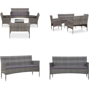 Vidaxl - 5-tlg. Garten-Lounge-Set mit Auflagen Poly Rattan Grau - Gartenmöbeln - Loungemöbel - Rattanmöbel - Outdoormöbel - Gartenloungeset - Home &