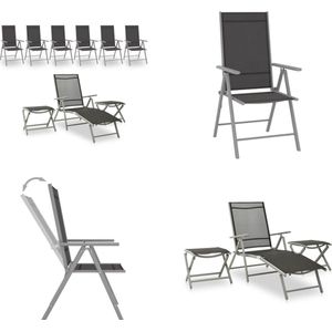 vidaXL 9-delige Loungeset zwart en zilverkleurig - Loungeset - Loungesets - Lounge Set - Lounge Sets