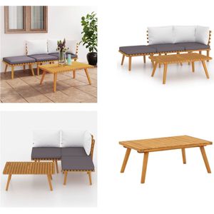 vidaXL 4-delige Loungeset met kussens massief acaciahout - Loungeset - Loungesets - Houten Tuinset - Gazonset