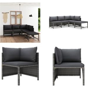 Vidaxl - 5-tlg. Garten-Lounge-Set mit Kissen Poly Rattan Grau - Gartenloungeset - Loungeset - Outdoormöbel - Gartengeräte - Rattanmöbel - Home &