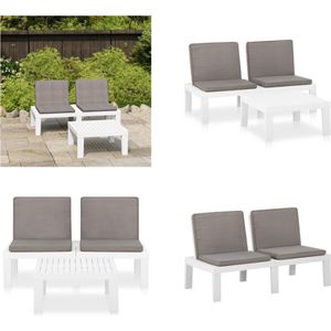 vidaXL 2-delige Loungeset met kussens kunststof wit - Loungeset - Loungesets - Lounge Set - Lounge Sets