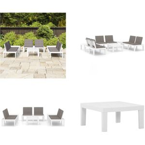 vidaXL 6-delige Loungeset met kussens kunststof wit - Loungeset - Loungesets - Lounge Set - Lounge Sets