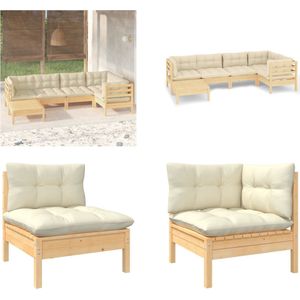 Vidaxl - 6-tlg. Garten-Lounge-Set mit Creme Kissen Massivholz Kiefer - Gartensessel - Lounge Set - Gartenmöbel - Outdoor Möbel - Kiefernholz - Home &
