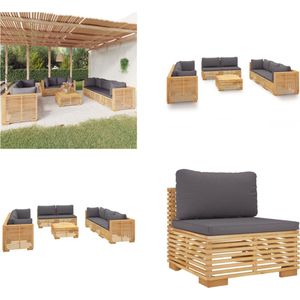 vidaXL 9-delige Loungeset met kussens massief teakhout - Loungeset - Loungesets - Loungeset Voor De Tuin - Loungeset Voor Terras