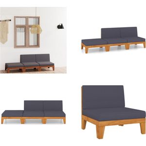 vidaXL 3-delige Loungeset met kussens massief acaciahout - Loungeset - Loungesets - Houten Loungeset - Houten Loungesets