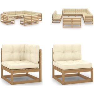 Vidaxl - 11-tlg. Garten-Lounge-Set mit Kissen Honigbraun Massivholz - Gartensofa - Lounge Set - Gartenmöbel - Outdoor Möbel - Rattan Gartenmöbel