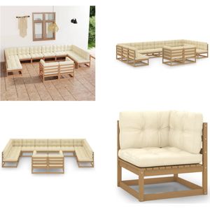 12-tlg. Garten-Lounge-Set mit Kissen Honigbraun Massivholz - Gartensofa - Lounge Set - Gartenmöbel - Rattan Möbel - Outdoor Furniture - Home & Living