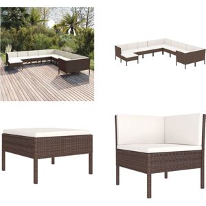 vidaXL 11-delige Loungeset met kussens poly rattan bruin - Loungeset - Loungesets - Lounge Set - Lounge Sets