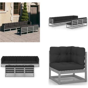 Vidaxl - 8-tlg. Garten-Lounge-Set mit Kissen Grau Massivholz Kiefer - Gartensofa - Lounge Set - Gartenmöbeln - Rattan Möbel - Outdoor Furniture