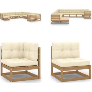 11-tlg. Garten-Lounge-Set mit Kissen Honigbraun Massivholz - Gartensofa - Lounge Set - Gartenmöbel - Rattan Möbel - Outdoor Furniture - Home & Living