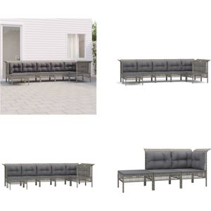 vidaXL 7-delige Loungeset met kussens poly rattan grijs - Loungeset - Loungesets - Tuinset - Tuinbank