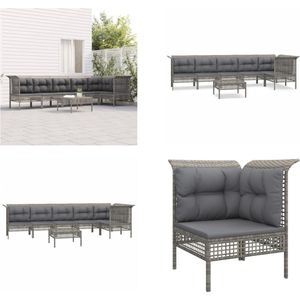 Vidaxl - 7-tlg. Garten-Lounge-Set mit Kissen Grau Poly Rattan - Garten Möbel - Loungesessel - Outdoor Möbel - Garten Lounge Set - Rattan Möbel - Home