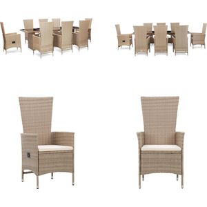 vidaXL 9-delige Tuinset met kussens poly rattan beige - Eethoek Voor Buiten - Eethoeken Voor Buiten - Tuintafel En Stoel - Tuintafels En Stoelen